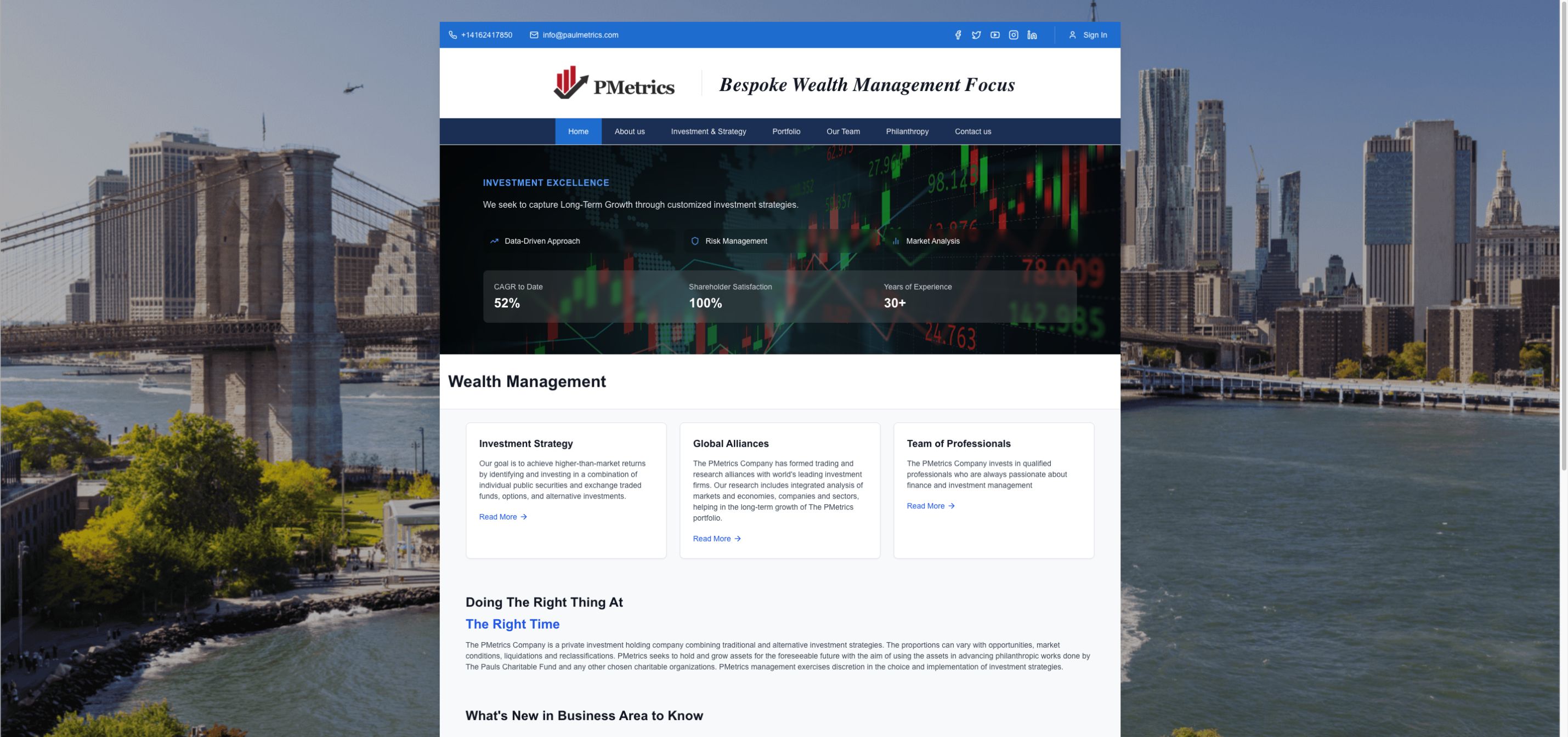 Live The PMetrics Company website homepage